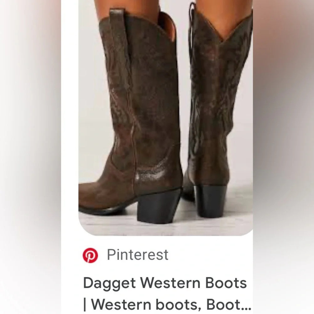Jeffery Campbell Free People Dagget Chocolate Leather Western Boots Sz 10 NWT - Picture 12 of 13